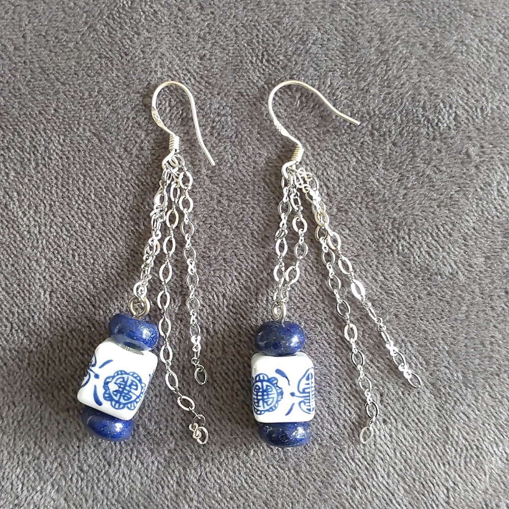 925 sterling silver lapis lazuli earrings